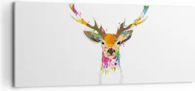 Produktbild von Bild auf Leinwand - Leinwandbild - Deer fantasie Graffiti Grafik - 120x50cm - Wand Bild - Wanddeko - Leinwanddruck - Bilder - Kunstdruck - Wanddekoration - Leinwand bilder - Wandkunst - AB120x50-3161