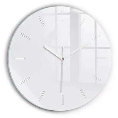 Produktbild von Wallfluent Wanduhr – Stilles Quarzuhrwerk - Uhr Dekoration Wohnzimmer Schlafzimmer Küche - Zifferblatt mit Striche - weiße Zeiger - 30 cm - Weiß