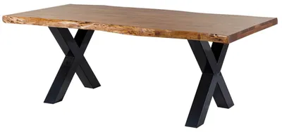 Produktbild von MASSIVMOEBEL24.DE Baumtisch Akazie 200x100x77 Akazie natur lackiert / X-Beine anthrazit glänzend FREEFORM 5