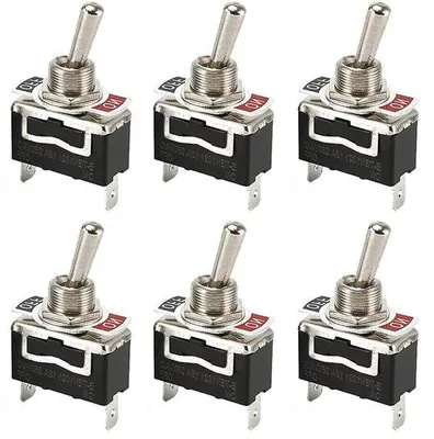 Obrázok produktu pre 6 ks 15 A mini tlačidiel pre člny, 2-pólové spínače, 12 V, čierne.