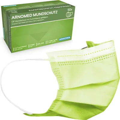 Produktbild von ARNOMED OP-Mundschutz Typ IIR, Apfelgrün, mit Gummibändern | Box (50 Stück)