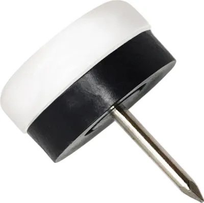 Produktbild von Adsamm® | 32 x Kunststoffgleiter mit Puffer und Nagel | Ø 20 mm | Weiß | rund | Möbelgleiter mit Dämpfer und Stift in von Adsamm®