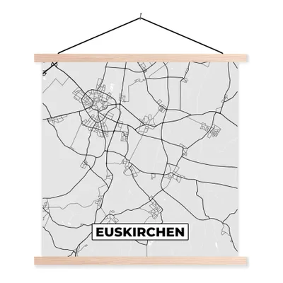 Produktbild von MuchoWow® Textilposter Stadtplan - Karte - Euskirchen - Deutschland 120x120 cm mit holzfarbenen Rahmen - Textil-Poster