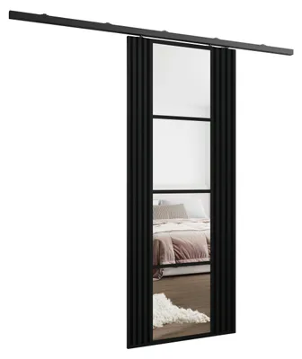 Produktbild von KIER FURNITURE Schiebetür Komplettset EMPI Sliding Door, Raumteiler Schiebetür Schwarz 66x205x1,6 cm