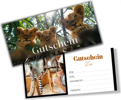Produktbild von itenga Geschenkgutschein Fotodesign - Motiv ZOO Postkarte zum Ausfüllen  21,0 x 9,8 cm