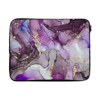 Produktbild von MuchoWow® Laptop Hülle 15 Zoll Marmor - Rosa - Lila - Gold Laptoptasche - Laptoptasche - Sleeve - Rundum-Schutz - Schulsachen