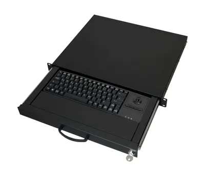 Produktbild von aixcase 19 Rack 1U Tastatur DE Trackball PS2&USB schwarz