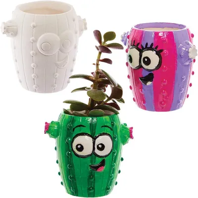 Imagen del producto de Macetas de cerámica para suculentas Cactus - Caja de 4 unidades, macetas para plantas para decorar a tu gusto