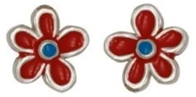 Produktbild von Kinder Ohrstecker Silber: Blume rot