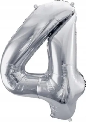 Zdjęcie produktu dla Cyfra Balon 4 Cztery Srebrny Foliowy Duży 100Cm Dekoracja Impreza Urodziny