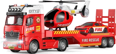 Image de WIKY Car tracteur et hélicoptère de pompiers avec effets 55 cm