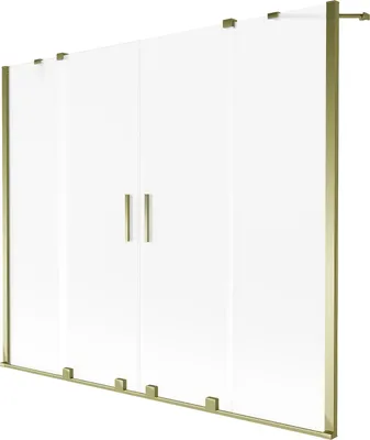 Produktbild von Mexen Velar Duo Duschwand für die Badewanne, 2-flügelig, verschiebbar, 190 x 150 cm, matt, gold - 896-190-000-32-50