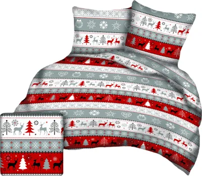 Produktbild von WEIHNACHTSBETTWÄSCHE 135x200cm+1x80x80cm 100% BAUMWOLLE Renforce MUSTER: WINTERZEIT