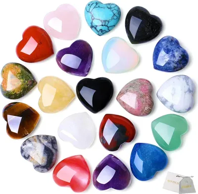 Produktbild von 20er Set Natürliche Edelstein Herz Kristalle für Chakra Reiki Meditation