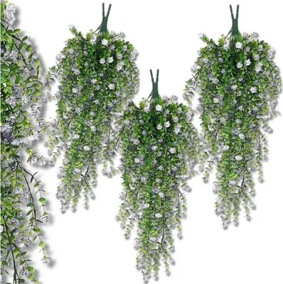 Produktbild von Wiszące dekoracyjne sztuczne kwiaty, 3 sztuki, białe kwiaty pnące