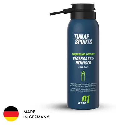 Produktbild von TUNAP SPORTS Federgabel-Reiniger 125ml | Spray für Dämpf- und Federelemente am Bike reinigt, pflegt, schmiert | Materialverträglich und schützt Dichtungen | E-Bike ready |  Germany