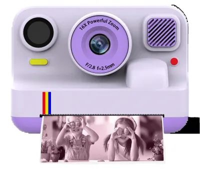 Obrázok produktu pre Detský fotoaparát, 1080P video, okamžitý tlač, fialový, s 32GB kartou