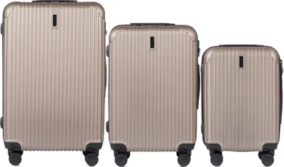Produktbild von Wings Egret 3er Kofferset Champagne – ABS Material, Teleskopgriff