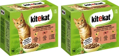Produktbild von KITEKAT™ Multipack Portionsbeutel Klassische Auswahl 3 Varietäten Huhn, Rind, Geflügel in Sauce 2 x 12 x 85g