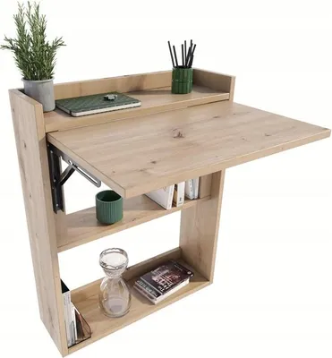 Produktbild von MATKAM Schreibtisch, H85 x B70 x T20 cm, Multifunktionales Wandregal aus hochwertigem Laminat, ideal für kleine Räume (Artisan Eiche)
