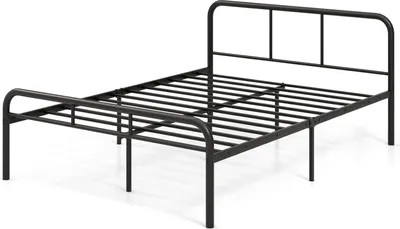 Produktbild von GOPLUS 140 x 190cm Bettrahmen mit Lattenrost, Metallbett Bettgestell für Doppelbett mit Kopfteil & Fußteil, Möbel mit Stauraum unter dem Bett