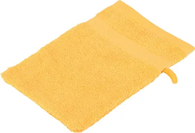 Produktbild von sleepling - liebling Waschhandschuh, 100% hochwertige Baumwolle, mit Schlaufe, 17 x 24 cm, waschbar & trocknergeeignet, weich, gelb