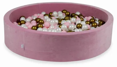 Produktbild von Trockenbecken 130x30cm Velvet Soft Pink mit 600 Bällen: Perlmutt, Altgold, Hellrosa