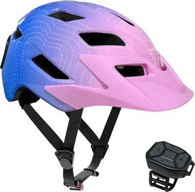 Produktbild von Kinderfahrradhelm mit LED-Anzeige Leichtgewicht für Kinder Radfahren Skaten Roller Sport Reiten Helme mit blinkenden Lichtern und Fernbedienung Rosa
