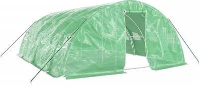 Produktbild von vidaXL Gewächshaus mit Stahlrahmen Grün 30 m² 6x5x2,3 m