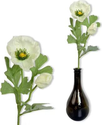 Produktbild von Künstlicher Weißer Schaummohnzweig 44 cm
