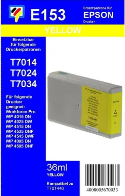 Produktbild von E153 - Dr. Inkjet Ersatzpatrone - yellow - mit 36ml Inhalt ersetzt T701440
