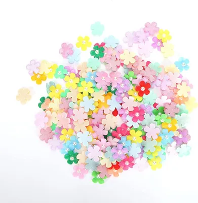 Produktbild von 200 Stück Mini Stoffblumen - Zehnfarbige Mischung Weiche Margeriten mit Mittelperlen - Ideal für Kinder DIY Applikationen Dekor