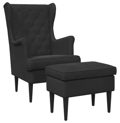 Immagine prodotto di vidaXL Poltrona con poggiapiedi, 2 pezzi, colore nero, rivestimento in velluto