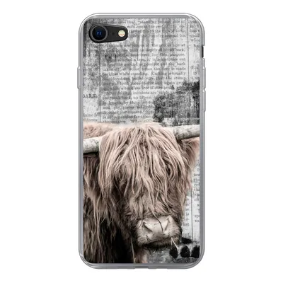 Produktbild von MuchoWow® Handyhülle Schutzhülle Hülle für iPhone 8 Schottischer Hochländer - Vintage - Text Silikon Softcase Handy Hülle - Schutzhaube