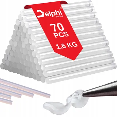 Immagine prodotto di Delphi Tools, bastoncini adesivi trasparenti, 11 x 250 mm, confezione da 70 pezzi, peso 1,6 kg, ad asciugatura rapida