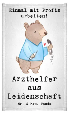 Produktbild von Mr. & Mrs. Panda Handtuch Arzthelfer Leidenschaft - Weiß - Geschenk, Frotteetuch, Sprechstundenhilfe, Krankgeschrieben, Ausbildung, Arztpraxis, Gästetuch, MFA, Beruf