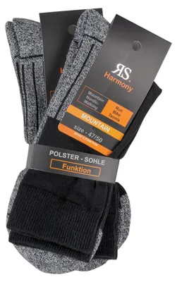 Produktbild von RS Harmony Strumpf Mountain schwarz 2er Pack XXL