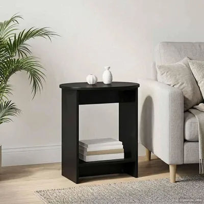 Imagen del producto de Mesa auxiliar negra con estante, 50 x 39,5 x 55 cm