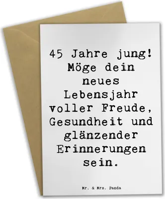 Produktbild von Mr. & Mrs. Panda Grußkarte Spruch 45. Geburtstag - Weiß - Geschenk, Meilenstein, babykarte, glückwunschkarten, Freude, handgefertigt, hochzeitskarten, Happy Birthday