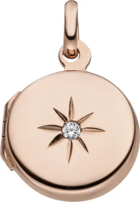 Produktbild von Medaillon rund 925 Silber rotgold vergoldet 1 Zirkonia