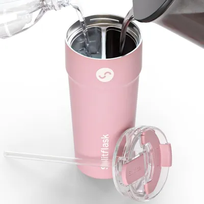 Imagen del producto de Taza aislante 2 en 1, apta para bebidas calientes y frías - 30 oz - Color: Rosa cilín