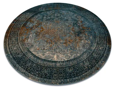 Produktbild von Wollteppich OMEGA MAMLUK Kreis - Rosette vintage Dunkelblau Blau rund 200 cm