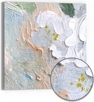 Produktbild von DEQORI Hybrid Leinwand Bild 30x30 cm 'Pastellblütenmeer' Wandbild Glas flach modern