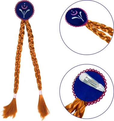 Produktbild von Oblique Unique Haarspange mit braunen Zöpfen mit Eiskristall Accessoire für Mädchen Fasching Karneval Motto Party