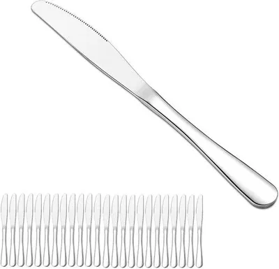 Productafbeelding van Ibenzoa® Tafelbestekset, 24-delig – roestvrij staal, tijdloos design, hoogglanzend gepolijst, ergonomisch, gekartelde messen, vaatwasmachinebestendig, BPA- en loodvrij