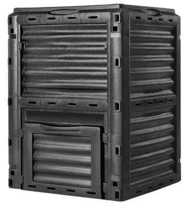 Image de Composteur Famanu avec couvercle - Grande capacité - 300 litres - Noir - 60 x 60,5 x 82,5 cm