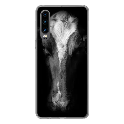 Produktbild von MuchoWow® Handyhülle Schutzhülle Hülle für Huawei P30 Kuh - Tiere - Schwarz Silikon Softcase Handy Hülle - Kartenbesitzer