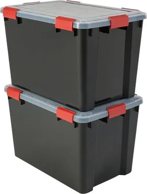 Produktbild von Famanu Aufbewahrungsboxen Set - Luftdicht und stapelbar - 2 Stück - Schwarz - 70L