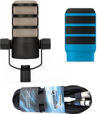 Produktbild von Rode Mikrofon Podmic mit WS14B Popschutz und Kabel