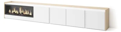 Produktbild von TV-Möbel Holzeffekt weiß und eiche 315x35x50cm Kamin mit Feuereffekt
